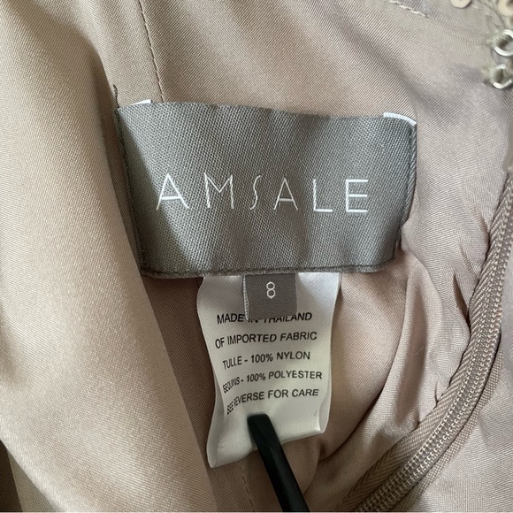 Amsale Dresses Amsale London Sequin Tulle Strapless Column Maxi Gown In Gold Sz8 - Picture 4 of 10
